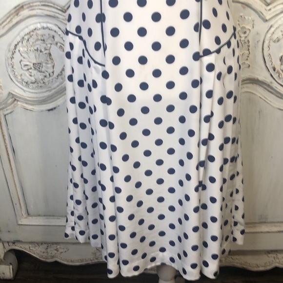TRUE VINTAGE Hand Made Cream with Navy Dots Short Sleeve Sheath Dress - Picture 5 of 16